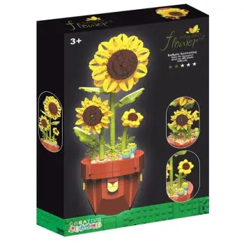 Lodër ndërtuese me vazo dhe luledielli 28.4x11.3cm - 359 pcs