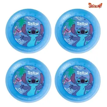 Pjata plastike për festa blu, të ripërdorshme, me Stitch 21cm - 4 copë