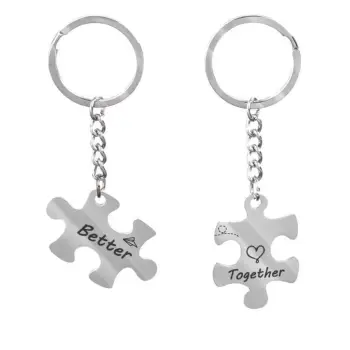 Varëse çelësash dhuratë me copëza puzzle ngjyrë silver " "Better Together" 10cm - 2 copë