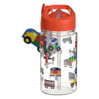 Shishe uji për fëmijë, e kuqe me automjete dhe etiketë 440 ml