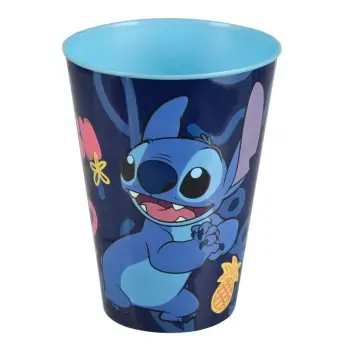 Gotë plastike, blu, me dizajn Stitch 430ml