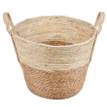 Shportë organizimi, e thurur, ngjyrë bezhë, kafe, e rrumbullakët Ø40x30cm