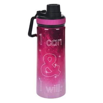 Shishe termike me xixa, rozë me printim "I Can &amp; I Will" - 700ml