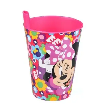 Gotë plastike me pipë, rozë me dizajn Minnie 260ml