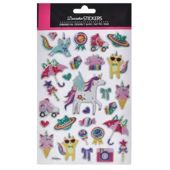 Stickera 3D holografike me Unicorn - 28 copë
