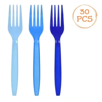 Pirunë plastikë për festa, të ripërdorshëm, ngjyrë blu 15.8cm - 30 copë
