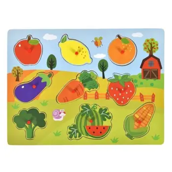 Puzzle prej druri me fruta dhe perime (9 copë) 30x22cm