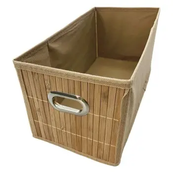 Kuti organizimi prej bambuje e palosshme me dorezë metalike ngjyrë kafe 31x15x15cm