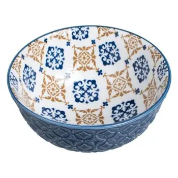 Tas porcelani ngjyrë blu e bardhë me dizajne nga brenda 300 ml