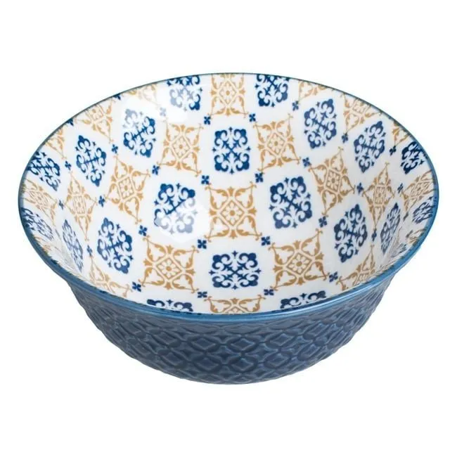 Tas porcelani ngjyrë blu e bardhë me dizajne nga brenda 700 ml - 1