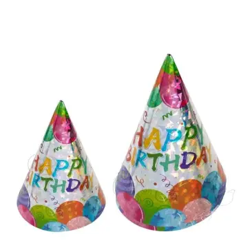 Kapele letre për festa, me tullumbace "Happy Birthday" 16cm - 6 copë