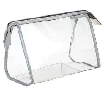 Çantë tualeti transparente me skaje holografike silver 26x14x18cm