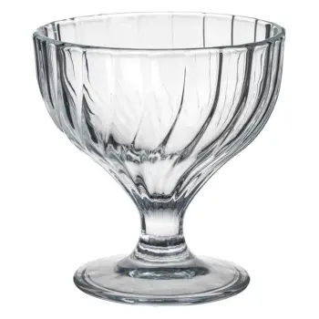 Tas qelqi për akullore transparent me dizajn me vija 300ml