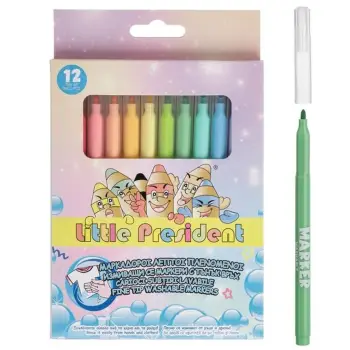 Marketa të hollë pastel washable - 12 copë