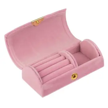 Organizues bizhuterish - kuti cilindrike rozë me ndarje 10.5x5.5x3.5cm