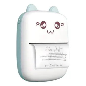 Printer termik mini i bardhë dizajn mace me veshë, USB dhe letër printimi 8x3.5x11cm