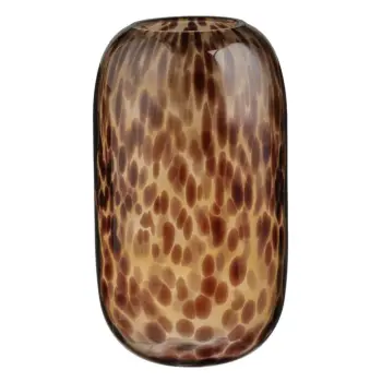 Vazo dekorative prej qelqi kafe me dizajn leopard Ø15x26.5cm