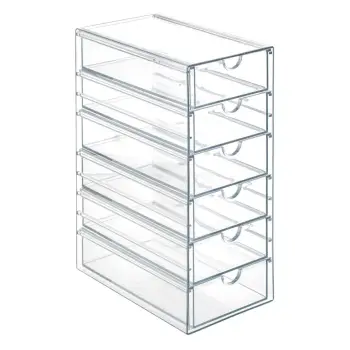 Organizuese kozmetike, komodinë transparente me 6 sirtarë 10x17x25cm
