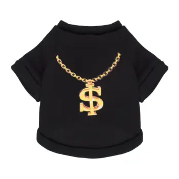 Bluzë për kafshë shtëpiake me primtim varëse me dollar ngjyrë e zezë, masa S