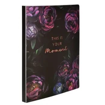 Dosje A4 me 40 qese transparente, e zezë me trëndafila lejla "This is your Moment"