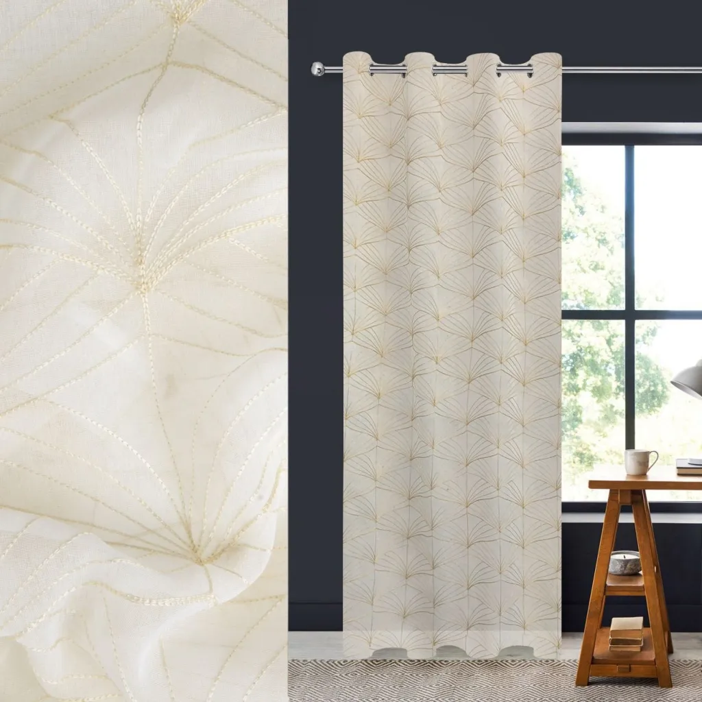 Perde dekorative bezhë me vija gold 140x260cm - 1