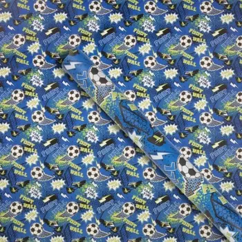Letër paketimi blu jeshile me dizajn futboll 150x70cm