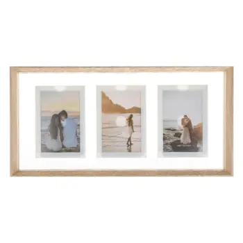 Kornizë dekoriuese për foto, bezhë me sipërfaqe qelqi (3 vende) 50x25x3cm