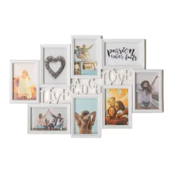 Kornizë dekorative fotografish, e bardhë “Live Laugh Love” (8 vende) – 62x42.5cm