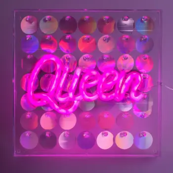 Dekor LED rozë neoni "Queen" me shkëlqim 23x23cm