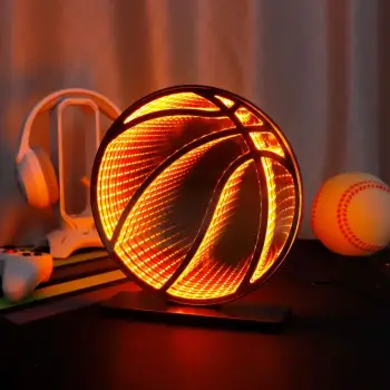 Pasqyrë LED Infinity dizajn me top basketbolli portokalli Ø23x24cm