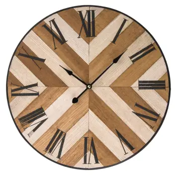 Orë muri druri MDF me shigjeta kafe dyngjyrëshe Ø38cm