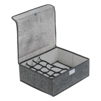 Organizues sirtari gri me 16 ndarje me kapak 35x30x12.5cm