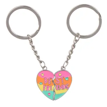 Varëse çelësash ngjyrë silver ylber formë zemre me magnet "Best Friends" 9cm - 2 copë