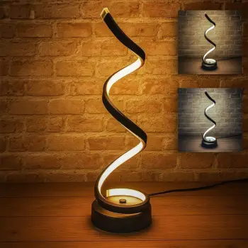 Llambë tavoline LED spirale e zezë me USB dhe 3 ndriçime Ø12x37cm