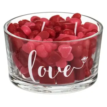 Qiri me zemra 3D të zuqe në gotë qelqi transparente "Love" Ø10.5x6cm
