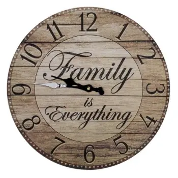 Orë muri druri "Family is Everything" Ø34cm