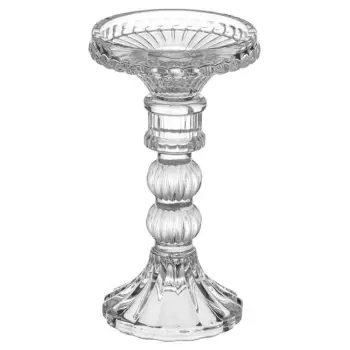 Mbajtëse qiriu transparent me bazë të rrumbullakët Ø9x16.5cm