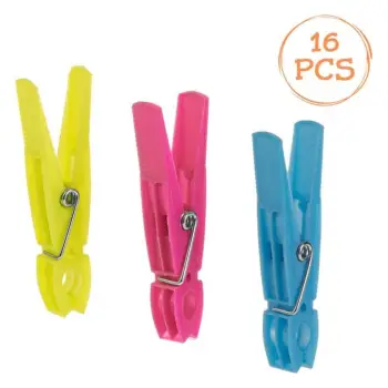 Kapëse rrobash plastike, ngjyrë blu, jeshile, rozë 8cm - 16 copë