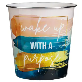 Kosh mbeturinash plastike me ngjyra pana, blu, e verdhë "Wake Up with a Purpose" Ø22x22cm - 5.7L