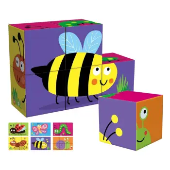 Puzzle me kube me insekte dhe kafshë (6 copë) 21.7x18x6.6cm
