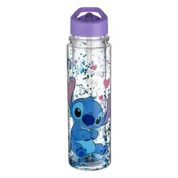 Shishe uji flip-top për fëmijë transparente me kapak me xixa me Stitch Lilac 500ml