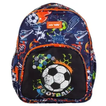 Çantë shpine për kopsht dhe shkolla, top futbolli 3D, e zezë dhe blu - My Way