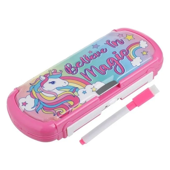 Kuletë magnetike rozë me dizajn Unicorn me mini tabelë dhe marker 23x9x3.2cm - 1