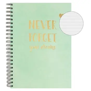 Bllok A4 spirale me vija ngjyrë mente "Never Forget Your Dreams" - 128F