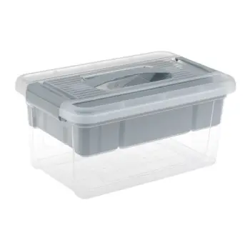 Kuti organizuese transparente me ndarje gri 29x19x14cm - 5L