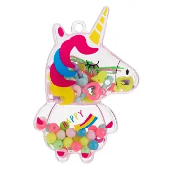 Set me rruaza për bizhuteri në një kuti transparente me dizajn Unicorn