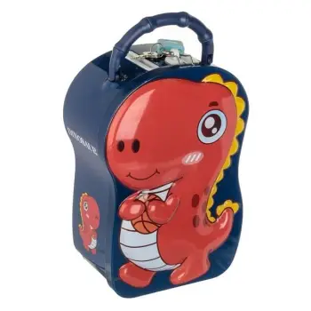 Arkë kursimi metalike me Dinosaur për fëmijë me kyç 12x7x17cm