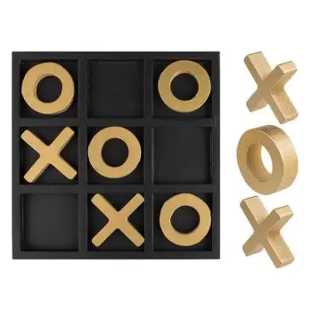 Dekoruese tavoline druri Tic Tac Toe ngjyrë e zezë dhe gold 20x2x20cm - 10 copë