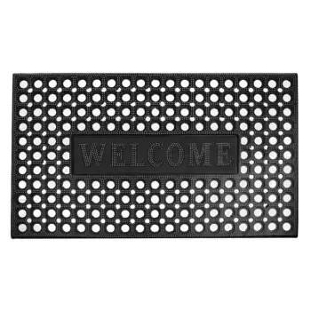 Tapet dere prej gomë e zezë me vrima "Welcome" 75x45cm