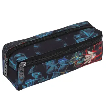 Kuletë për mjete shkollore blu me dizajn gaming 20.5x5x6cm
